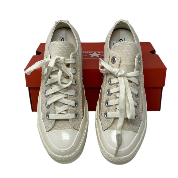 Converse Chuck 70 OX Shoes Crafted Canvas Beige Women Size Low Top Skate 572613C - Picture 3 of 9